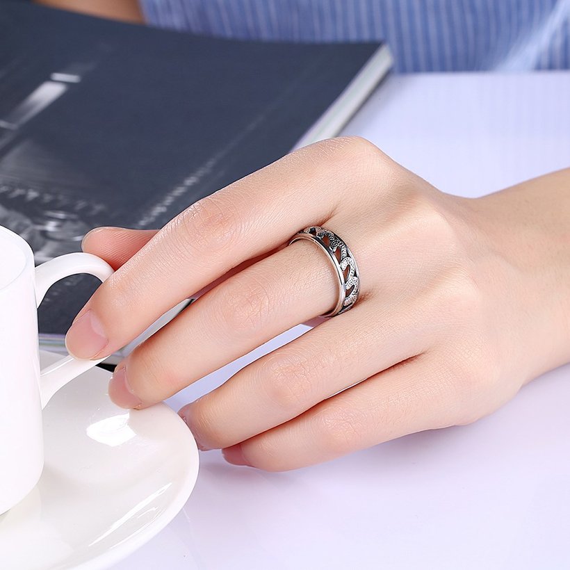 Wholesale Trendy Antique Silver Geometric Ring Newly Punk style Wavy Pattern Personality Party Ring unisex Jewelry TGVGR004 0