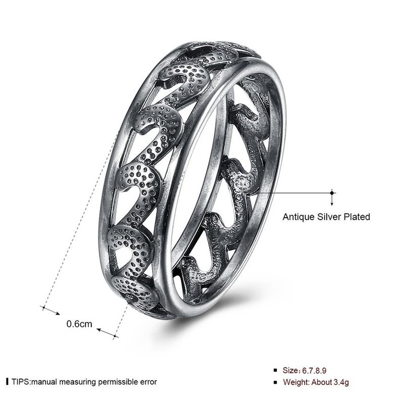 Wholesale Trendy Antique Silver Geometric Ring Newly Punk style Wavy Pattern Personality Party Ring unisex Jewelry TGVGR004 4