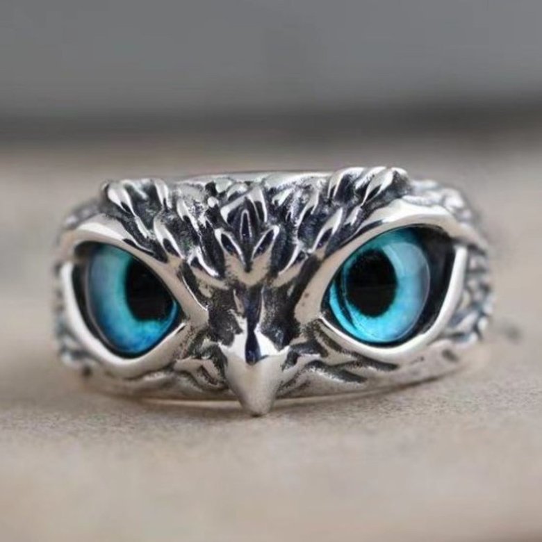 Wholesale Retro Blue Eye Owl Ring Cross Border express European and American Jewelry VGR011 0