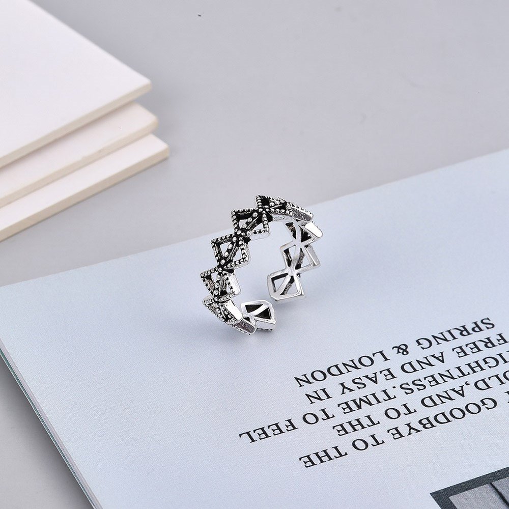 Wholesale Cheap Retro fashion opening adjustment small ring triangular double layer VGR051 2