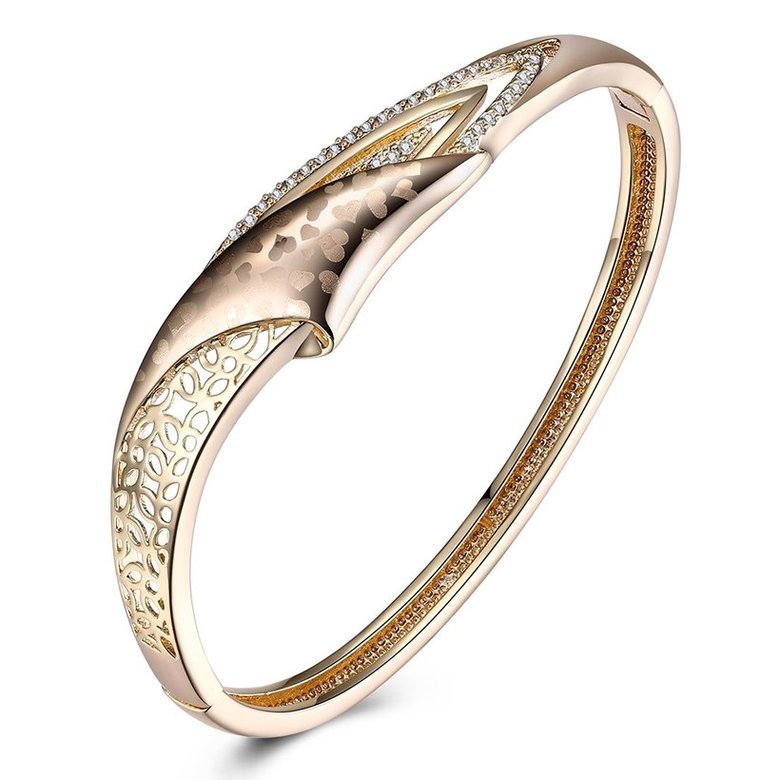 Wholesale Trendy Champagne Gold Hollow out CZ Bangle TGGPBL054