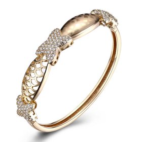 Wholesale Trendy Champagne Gold bowknot CZ Bangle TGGPBL062