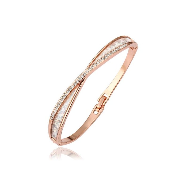 Wholesale Romantic Rose Gold Round Rhinestone Bangle&Cuff TGGPBL081