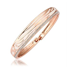 Wholesale Classic Rose Gold Round Rhinestone Bangle&Cuff TGGPBL086