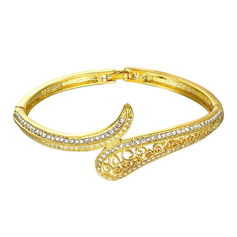 Wholesale Romantic 24K Gold Water Drop Rhinestone Bangle&Cuff TGGPBL114