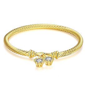 Wholesale Romantic 24K Gold Round CZ Bangle&Cuff TGGPBL035