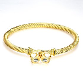 Wholesale Trendy 24K Gold Round CZ Bangle&Cuff TGGPBL037