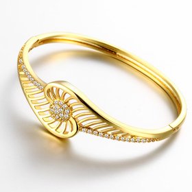 Wholesale Romantic 24K Gold Round CZ Bangle&Cuff TGGPBL039