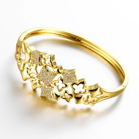 Wholesale Classic 24K Gold Round CZ Bangle&Cuff TGGPBL013