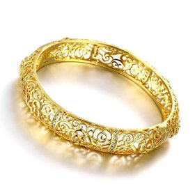 Wholesale Romantic 24K Gold Plant CZ Bangle&Cuff TGGPBL020