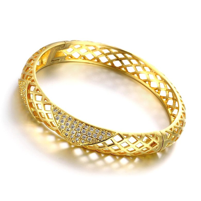 Wholesale Classic 24K Gold Round CZ Bangle&Cuff TGGPBL041