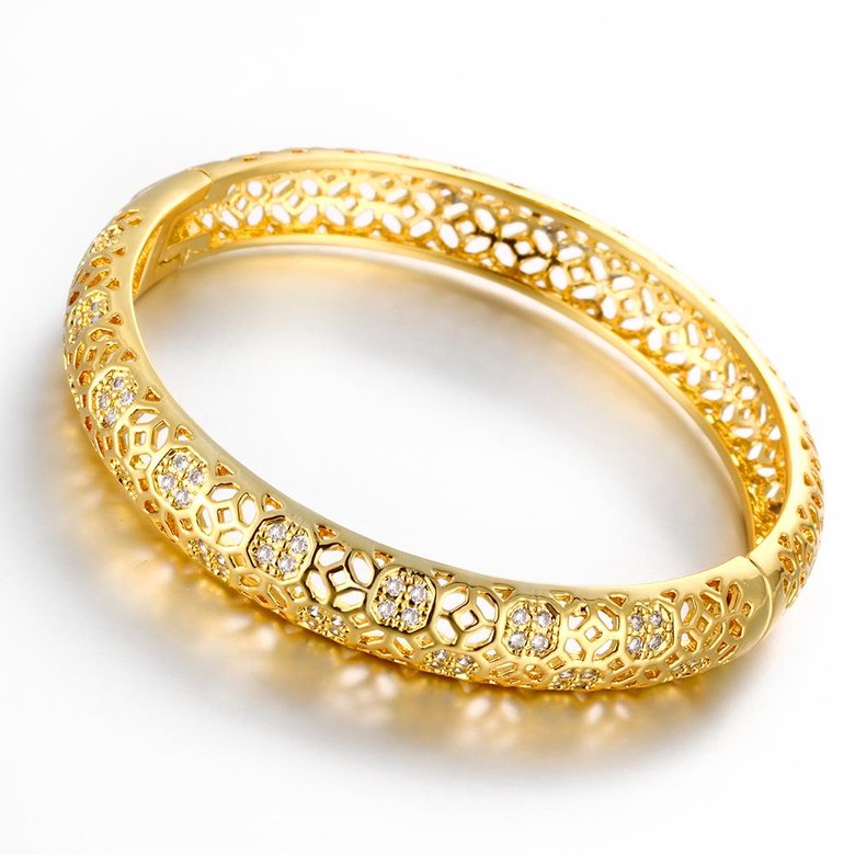 Wholesale Romantic 24K Gold Round CZ Bangle&Cuff TGGPBL023