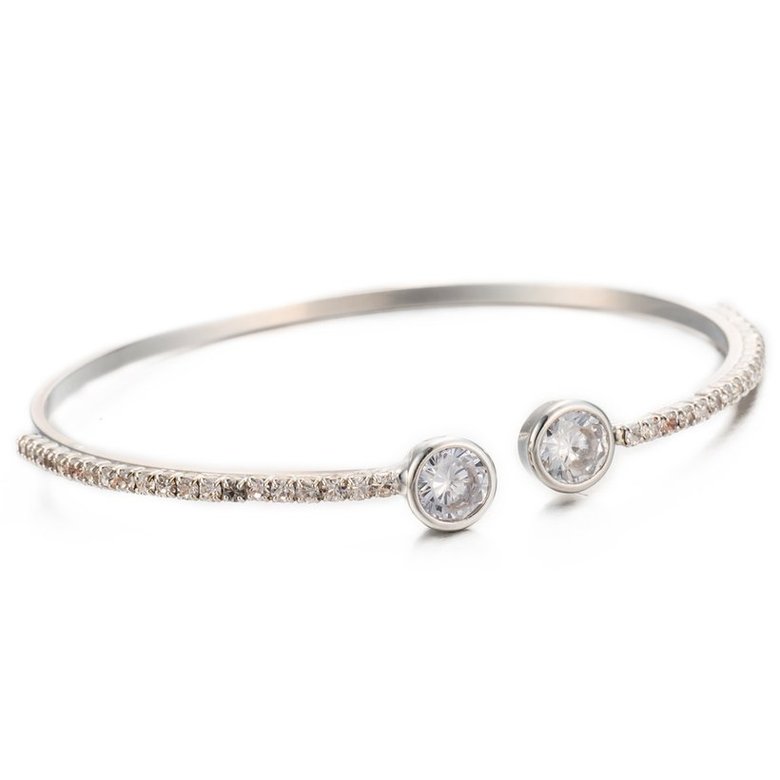 Wholesale Trendy Imitation Rhodium Round Clear CZ Bangle&Cuff TGGPBL139