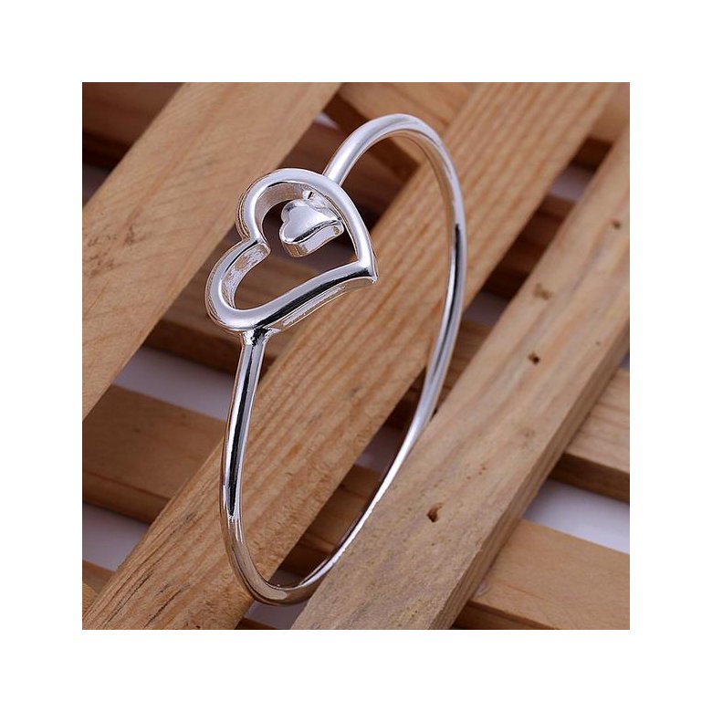 Wholesale Romantic Silver Heart Bangle&Cuff TGSPBL024