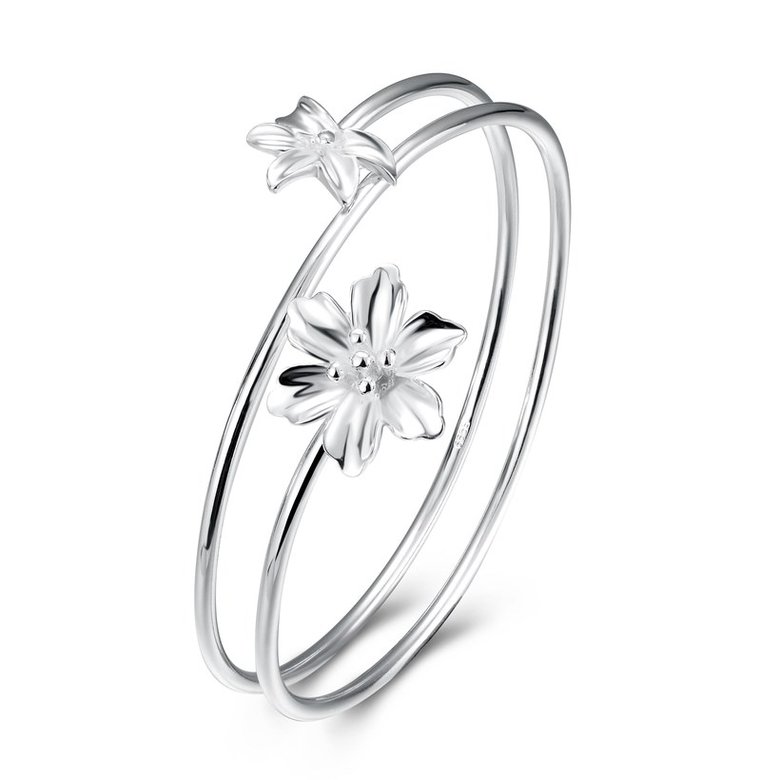 Wholesale Romantic Silver Plant Bangle&Cuff TGSSBL003