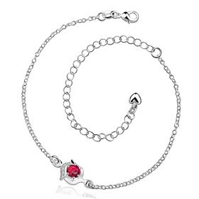 Wholesale Romantic Silver Round CZ Anklets TGAKL032