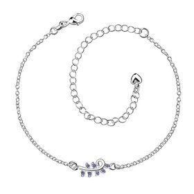 Wholesale Classic Silver Plant Stone Anklets TGAKL074