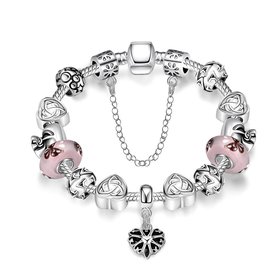 Wholesale Romantic Silver Heart Rhinestone Bracelet TGBB027