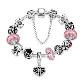 Wholesale Vintage Silver Heart Rhinestone Bracelet TGBB032