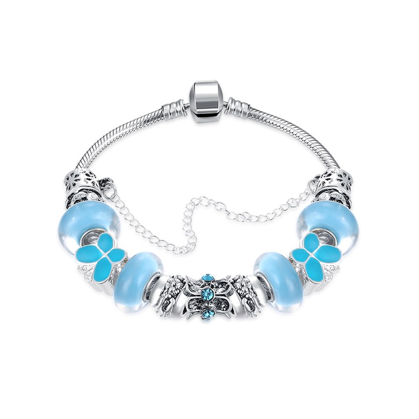 Wholesale Casual/Sporty Silver Geometric Blue Crystal Bracelet TGBB066