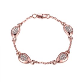 Wholesale Romantic Rose Gold Star Rhinestone Bracelet TGGPB040