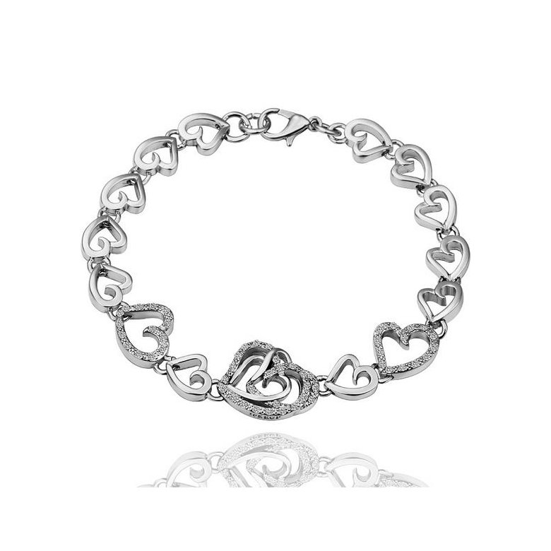 Wholesale Trendy Platinum Heart Rhinestone Bracelet TGGPB049