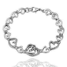 Wholesale Trendy Platinum Heart Rhinestone Bracelet TGGPB049