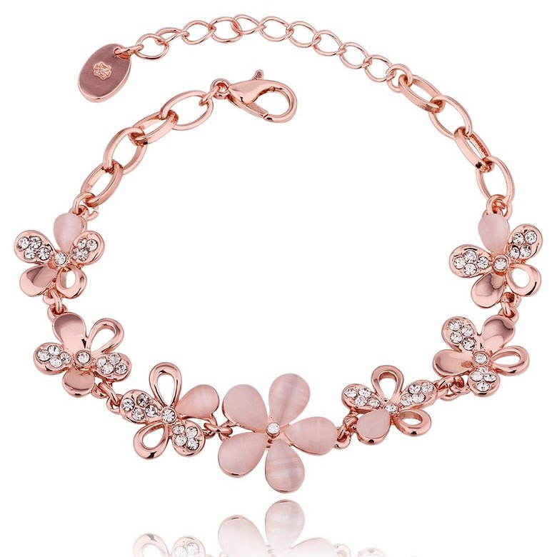 Wholesale Classic Rose Gold Plant Rhinestone Bracelet TGGPB059