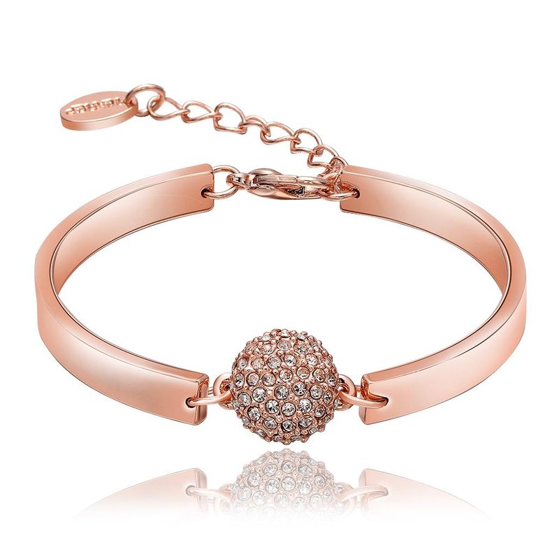 Wholesale Trendy Rose Gold Round Rhinestone Bracelet TGGPB073