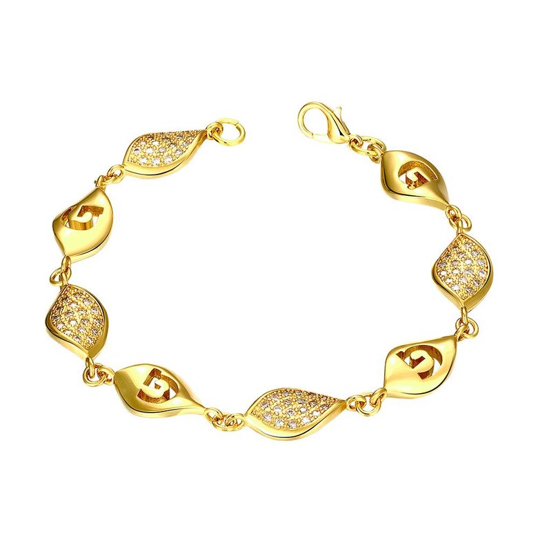 Wholesale Classic 24K Gold Water Drop CZ Bracelet TGGPB023