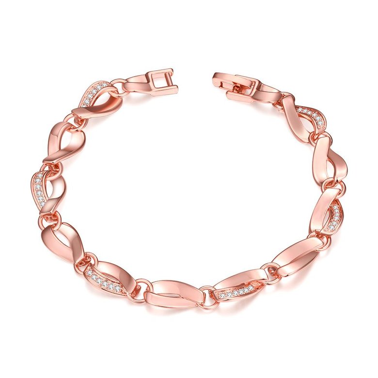 Wholesale Romantic Rose Gold Heart CZ Bracelet TGGPB134