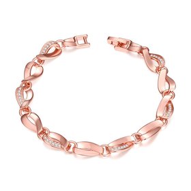 Wholesale Romantic Rose Gold Heart CZ Bracelet TGGPB134