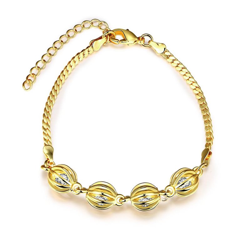 Wholesale Trendy 24K Gold Round CZ Bracelet TGGPB140