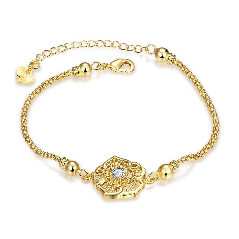 Wholesale Classic 24K Gold Heart CZ Bracelet TGGPB158