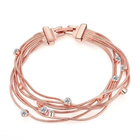 Wholesale Romantic Rose Gold Geometric Rhinestone Bracelet TGGPB168