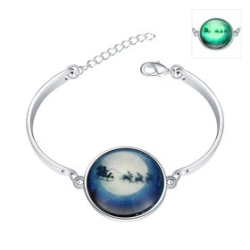 Wholesale Romantic Silver Round Glass Bracelet TGLB035