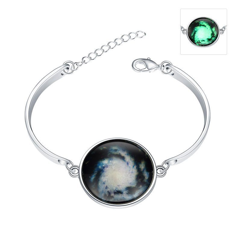 Wholesale Romantic Silver Round Glass Bracelet TGLB063