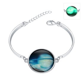 Wholesale Romantic Silver Round Glass Bracelet TGLB064