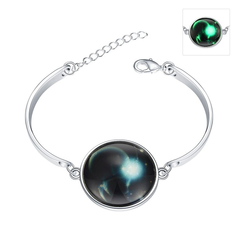 Wholesale Romantic Silver Round Glass Bracelet TGLB070