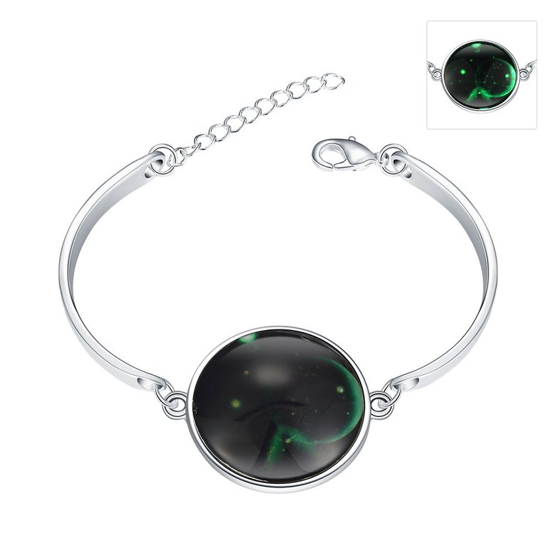 Wholesale Romantic Silver Round Glass Bracelet TGLB071