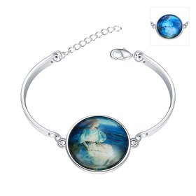 Wholesale Romantic Silver Round Glass Bracelet TGLB075