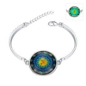 Wholesale Romantic Silver Round Glass Bracelet TGLB011