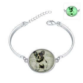 Wholesale Romantic Silver Round Glass Bracelet TGLB017