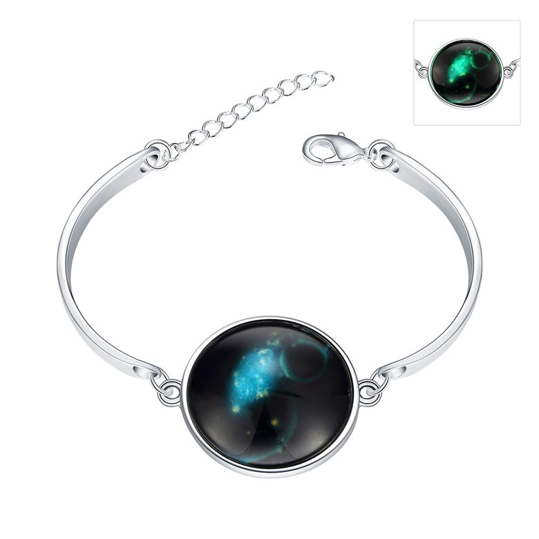 Wholesale Romantic Silver Round Glass Bracelet TGLB023