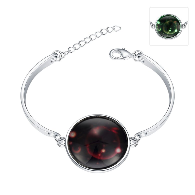 Wholesale Romantic Silver Round Glass Bracelet TGLB025