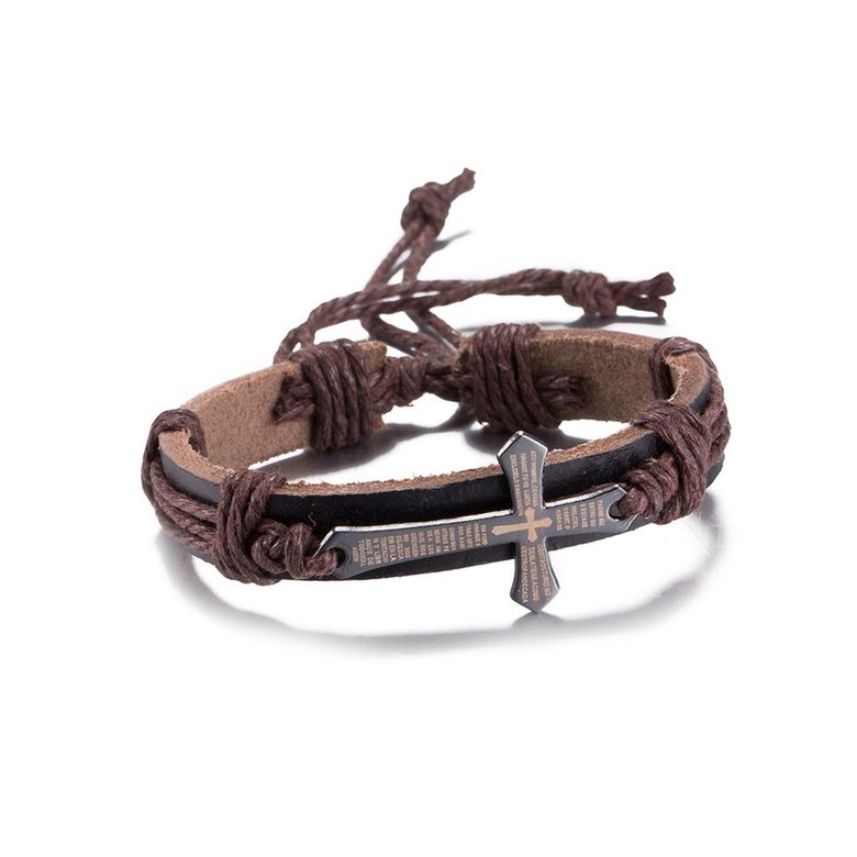 Wholesale Trendy Black Zinc Cross Bracelet TGLEB219