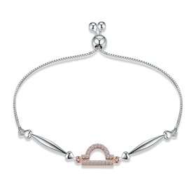 Wholesale Libra Constellations Real 925 Sterling Silver CZ Bracelet TGSLB047