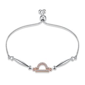 Libra Constellations Real 925 Sterling Silver CZ Bracelet