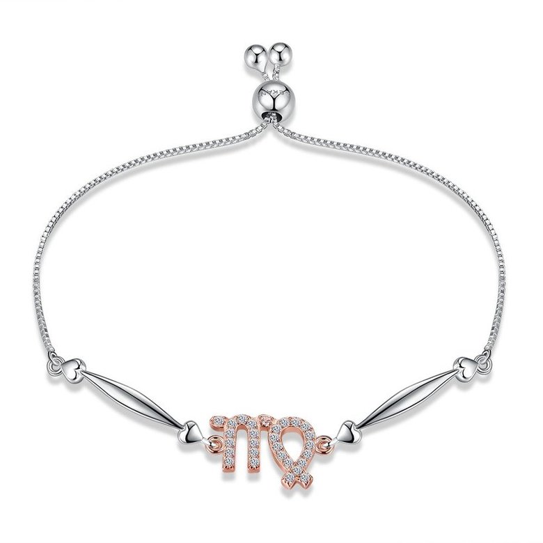 Wholesale Virgo Constellations Real 925 Sterling Silver CZ Bracelet TGSLB052