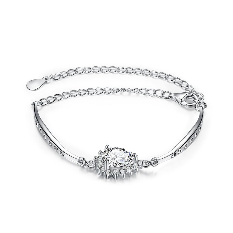 Wholesale Trendy Silver Geometric CZ Bracelet TGSLB038